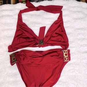 Becca by Becca virtue bikini maroon with bronze accents size small